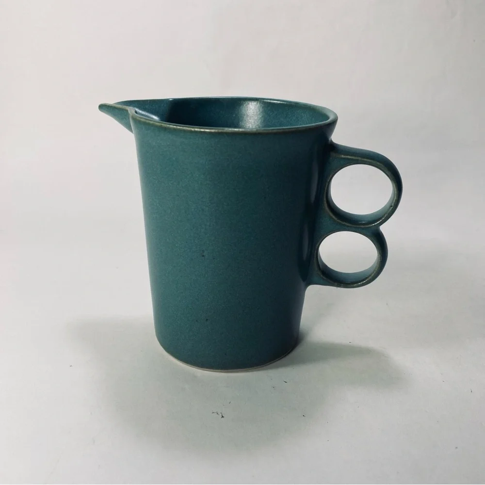 Bennington Potters Trigger Teal Creamer Double Handle Mid-Century Modern 1394 - Picture 4 of 13
